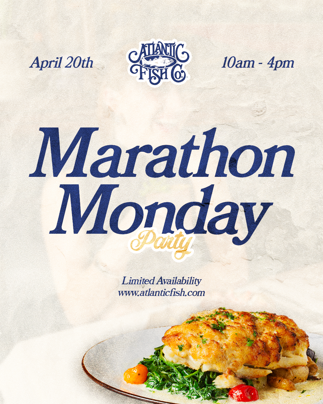 @SINNA.STUDIOS — @ATLANTICFISHCO — GRAPHIC USED TO PROMOTE RESERVATIONS FOR THE BOSTON MARATHON