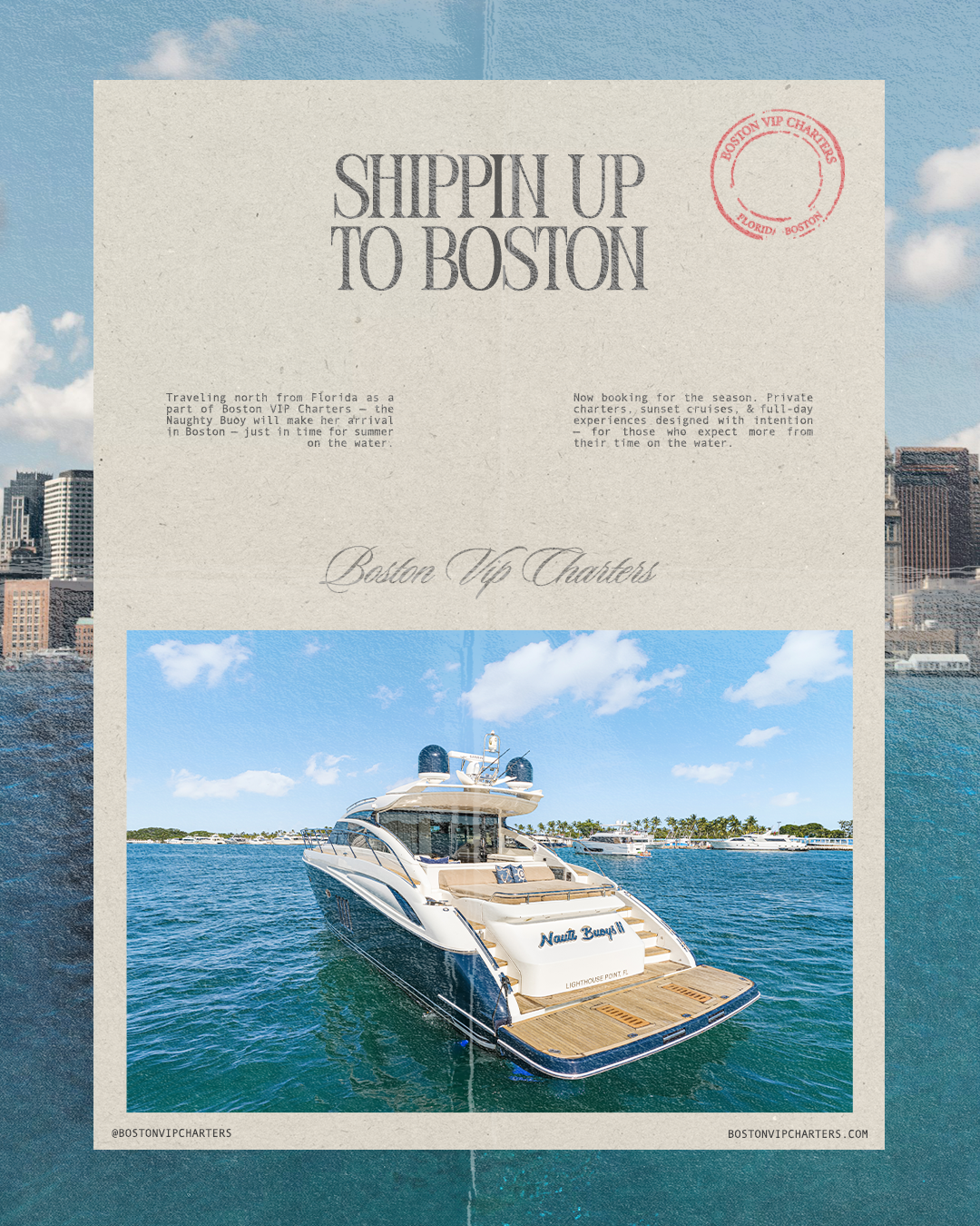 @bostonvipcharters — Showcasing the yacht that is being transported to Boston Harbor just in time for the season.