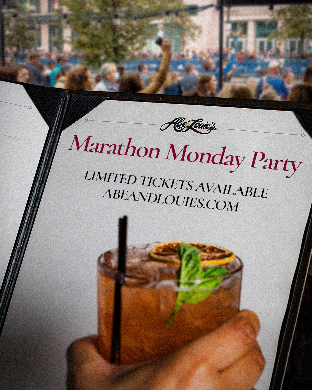 @SINNA.STUDIOS — @ABEANDLOUIES — GRAPHIC USED TO PROMOTE RESERVATIONS FOR THE BOSTON MARATHON