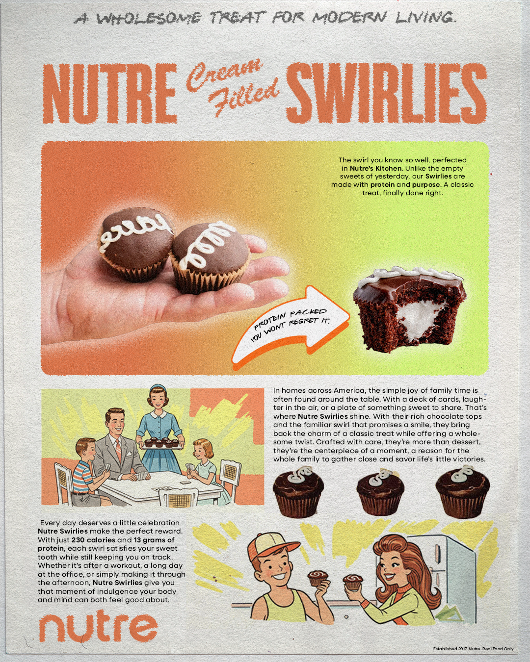 @Nutre_meals — Nostalgic graphic showcasing Nutre's new menu item with inspiration taken from a classic Hostess Cupcake Ad.