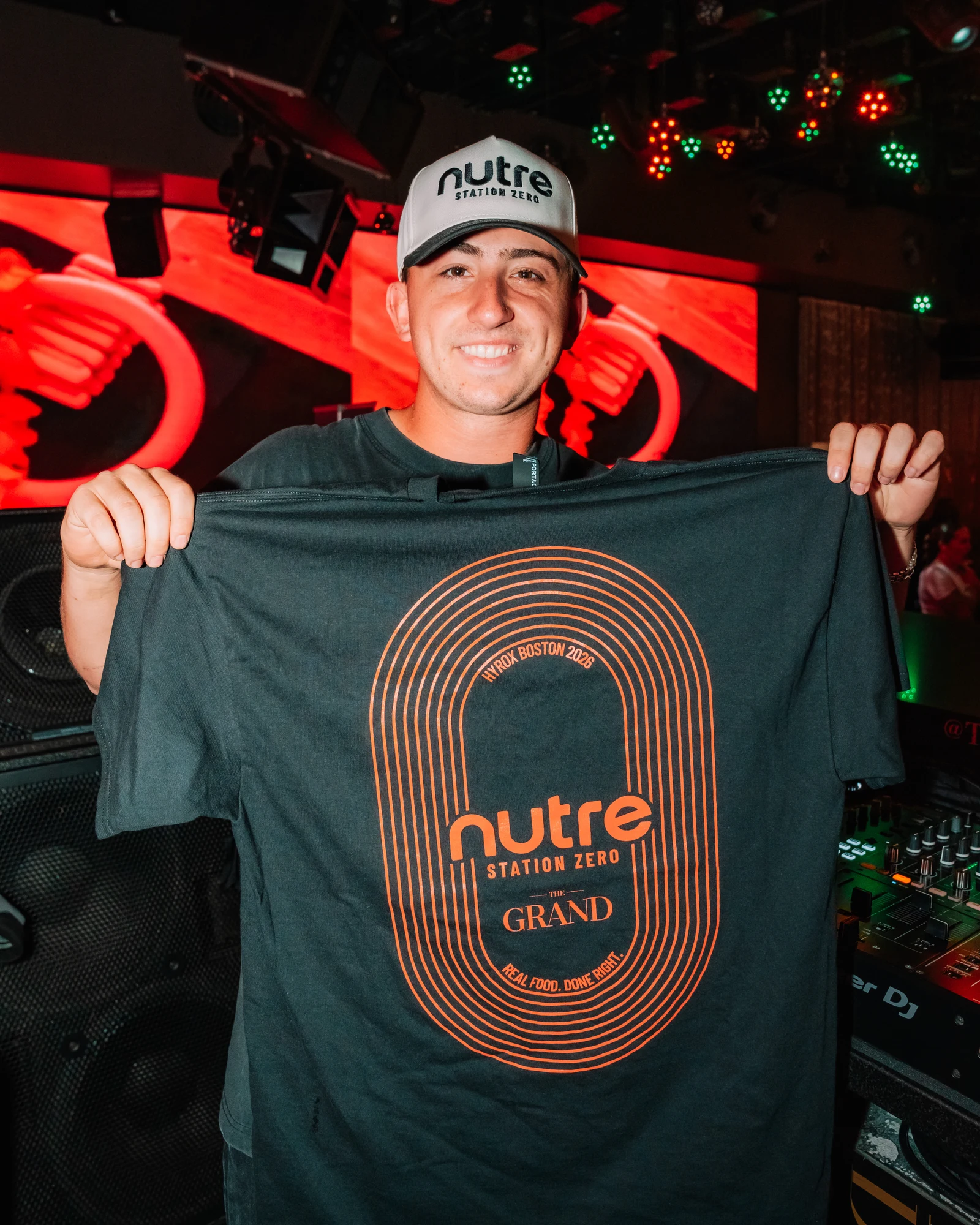 The track identity on the back of the event tee.
